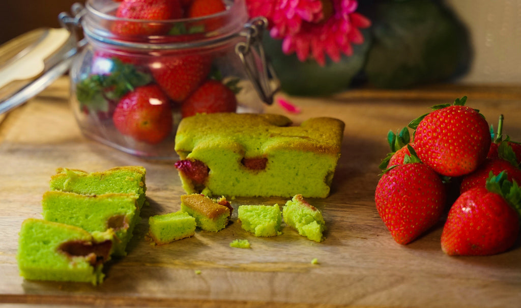 Pandan and Strawberry Free From Cake